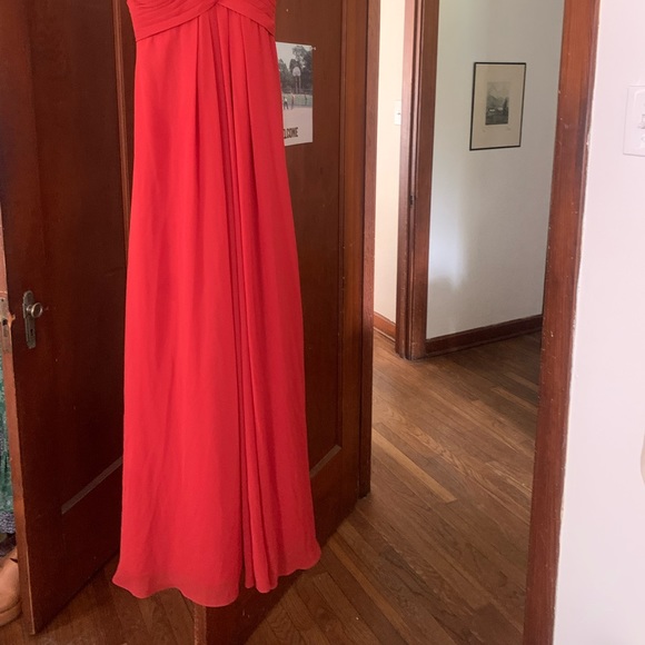 Azazie Orange High Neck Long Bridesmaid Dress - Picture 2 of 2